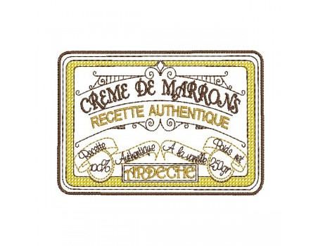 Motif de broderie machine  crème de marrons de l' Ardèche