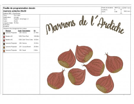 Instant download machine embroidery design Ardèche Chestnut cream