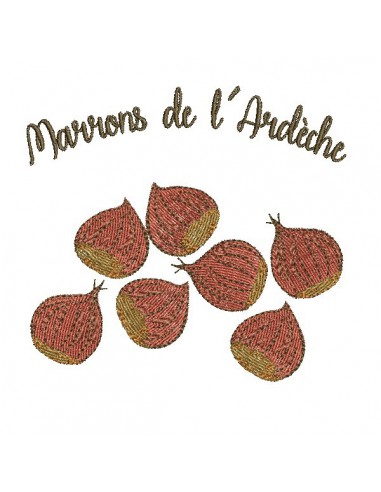Motif de broderie machine  marrons de l' Ardèche