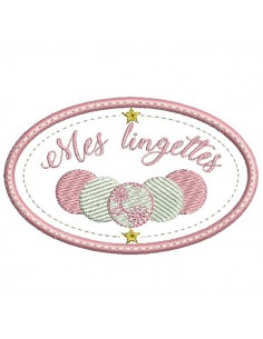 Motif de broderie machine  cadre  mes lingettes