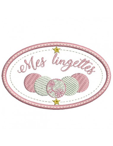 Motif de broderie machine  cadre  mes lingettes