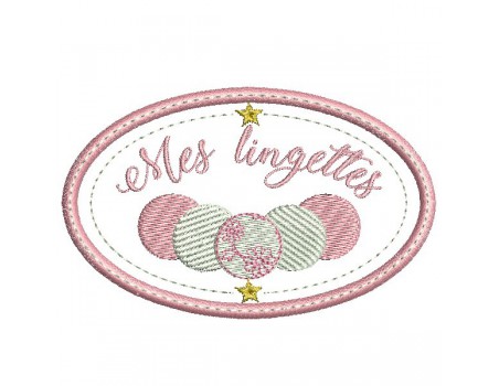 Motif de broderie machine  cadre  mes lingettes