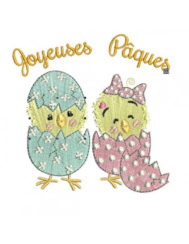 Motif de broderie machine  les poussins de Pâques