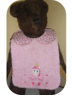 Instant downloads machine embroidery design machine  ITH  bib customizable snail girl