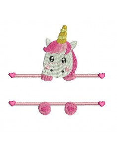 Motif de broderie machine  Licorne  prénom