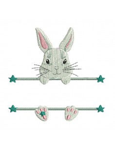 Motif de broderie machine lapin  prénom