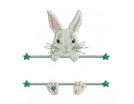 Motif de broderie machine lapin  prénom