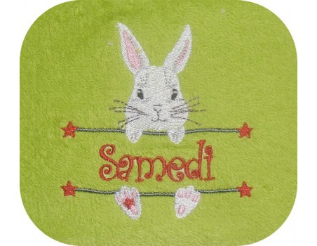 Motif de broderie machine lapin  prénom