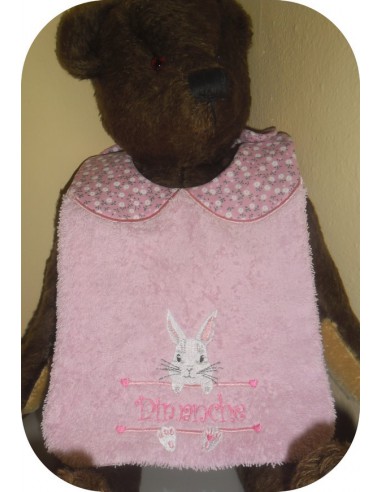 Instant downloads machine embroidery design machine  ITH  bib customizable rabbit girl