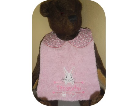 Instant downloads machine embroidery design machine  ITH  bib customizable rabbit girl