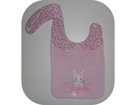 Motif de broderie machine ITH  Bavoir Lapin  prénom