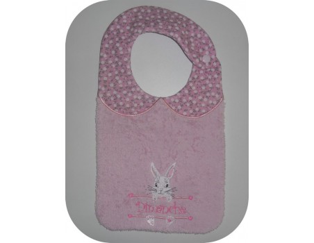 Instant downloads machine embroidery design machine  ITH  bib customizable rabbit girl