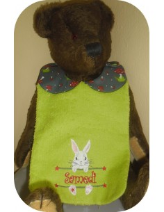 Motif de broderie machine ITH  Bavoir Lapin  prénom garçon