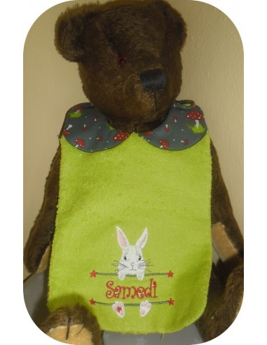 Motif de broderie machine ITH  Bavoir Lapin  prénom garçon