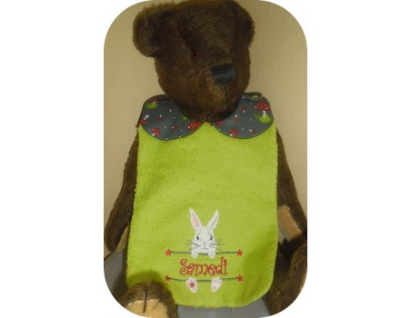 Instant downloads machine embroidery design machine  ITH  bib customizable rabbit girl