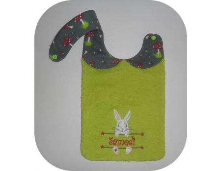 Instant downloads machine embroidery design machine  ITH  bib customizable rabbit girl