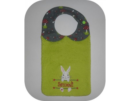 Instant downloads machine embroidery design machine  ITH  bib customizable rabbit girl
