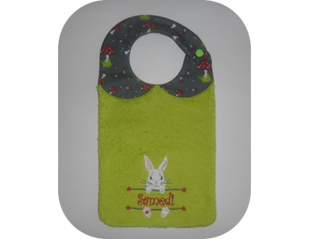 Motif de broderie machine ITH  Bavoir Lapin  prénom garçon