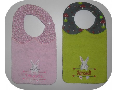 Instant downloads machine embroidery design machine  ITH  bib customizable rabbit boy