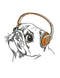 Instant download machine embroidery dog carlin with a wool cap