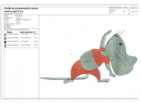 Instant download machine embroidery  mouse yoga N1