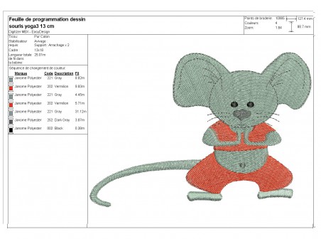 Instant download machine embroidery  mouse yoga N2