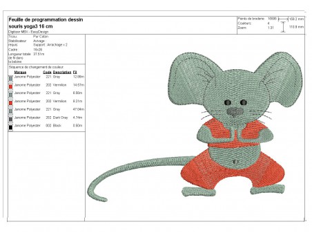 Instant download machine embroidery  mouse yoga N2