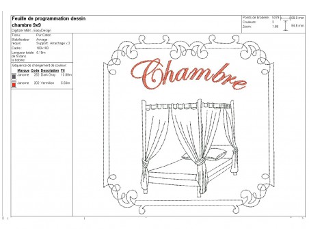 Motif de broderie machine chambre