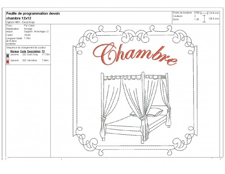 Motif de broderie machine chambre