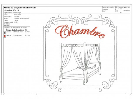 Motif de broderie machine chambre