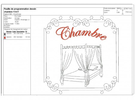 Motif de broderie machine chambre