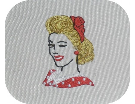 Motif de broderie machine femme rétro