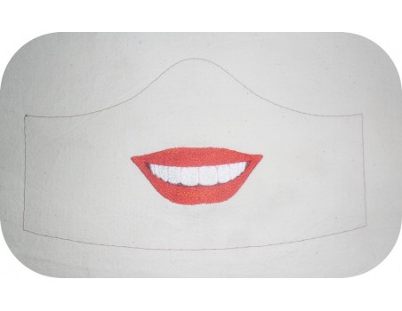 Motif de broderie machine sourire pour masque de protection femme ITH