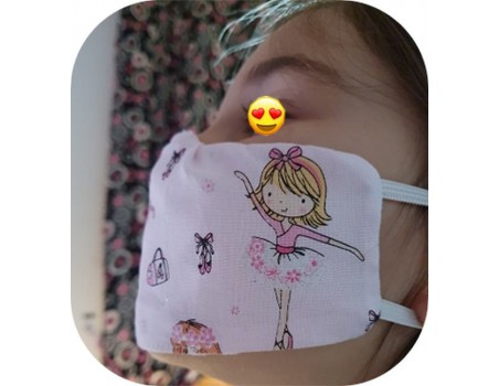 Motif de broderie machine  masque de protection enfant 3 à 6 ans ITH