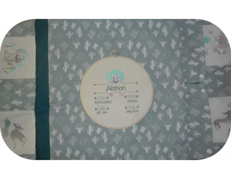 instant download machine embroidery design customizable birth journal boy rabbit
