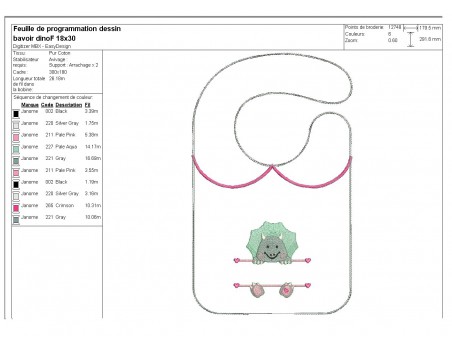 Instant downloads machine embroidery design machine  ITH  bib customizable dinosaurus boy