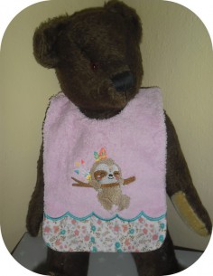 Instant downloads machine embroidery design machine  ITH  bib customizable dinosaurus girl