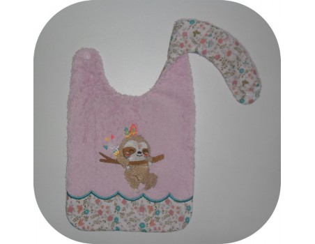 Instant downloads machine embroidery design machine  ITH  bib customizable dinosaurus girl