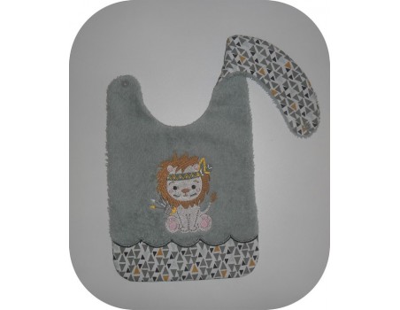 Motif de broderie machine ITH  Bavoir lion