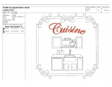 Motif de broderie machine cuisine