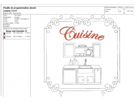 Motif de broderie machine cuisine