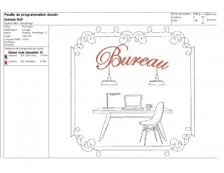 Motif de broderie machine bureau