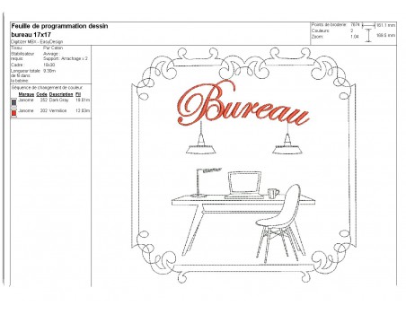 Motif de broderie machine bureau