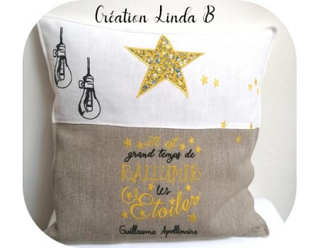 Motif de broderie machine Citation Rallumer les étoiles