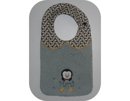 Motif de broderie machine ITH  Bavoir pingouin