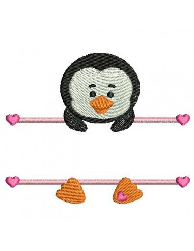 Motif de broderie machine pingouin  prénom fille