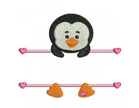 Motif de broderie machine pingouin  prénom fille