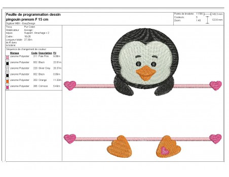 Instant download machine embroidery Penguin to customize for boy