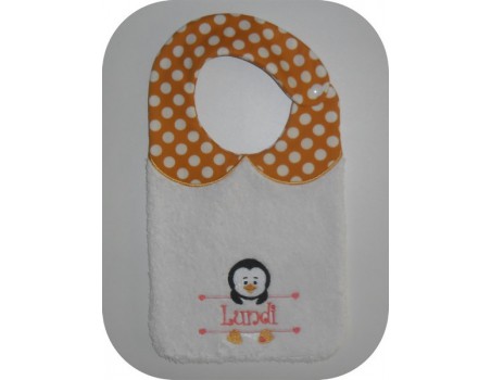 Instant downloads machine embroidery design machine  ITH  bib  girl Penguin