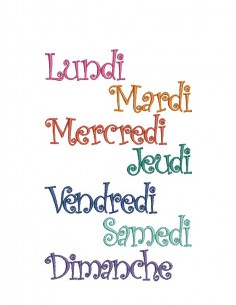 Motif de broderie machine  jours de la semaine
